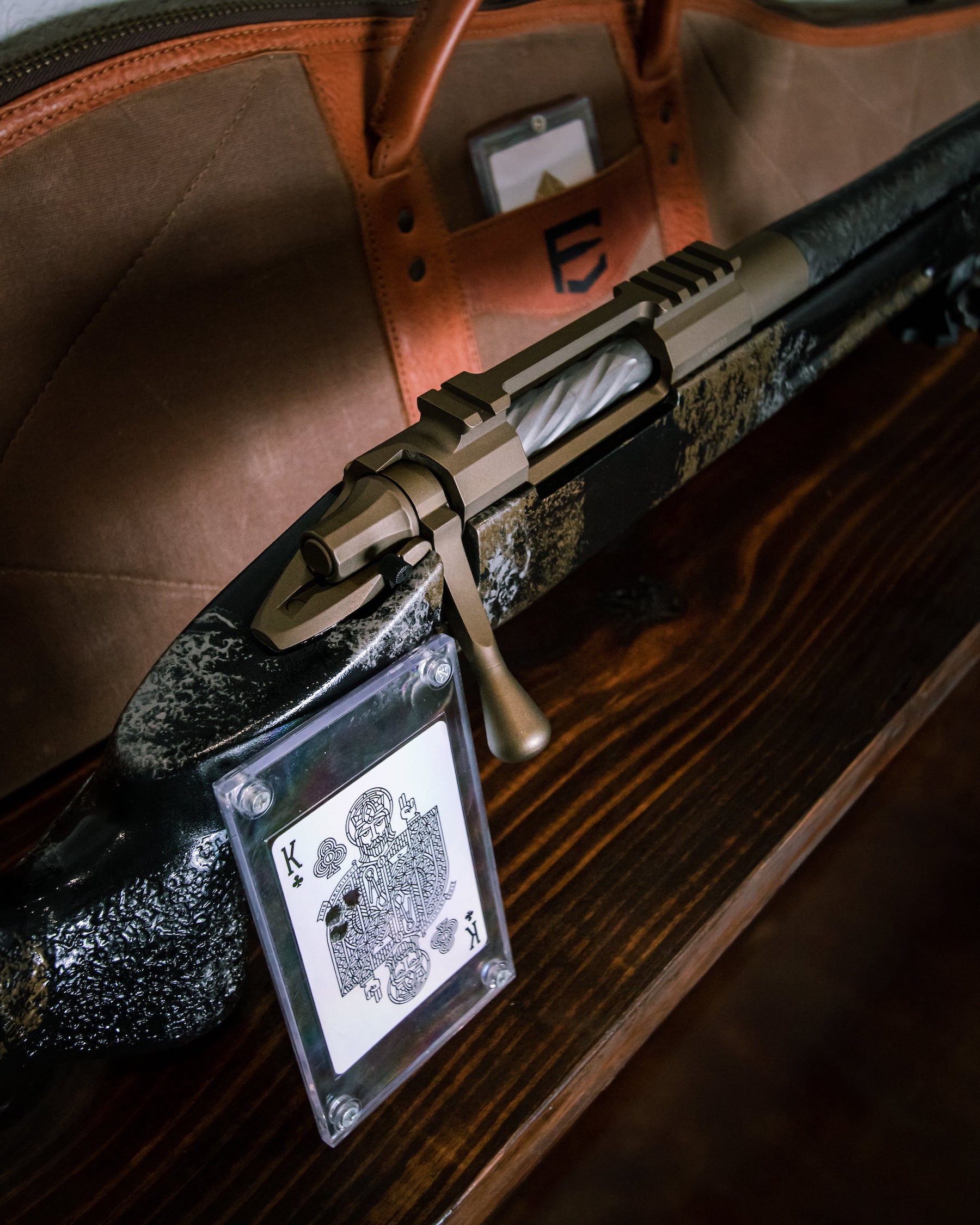 An Exile Firearms rifle on a wooden table